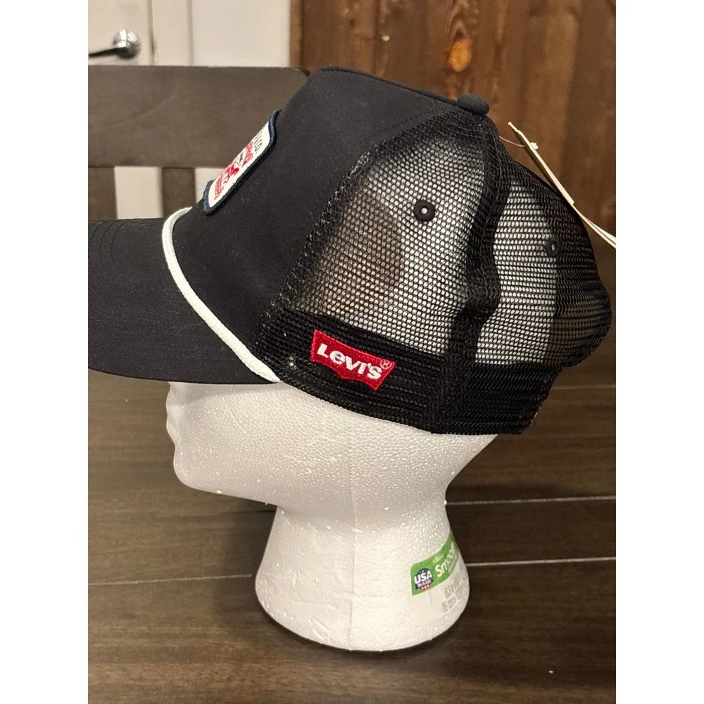 Levis Kids Black Trucker Hat Snapback Mesh Logo Patch Rope Cap 8685-023